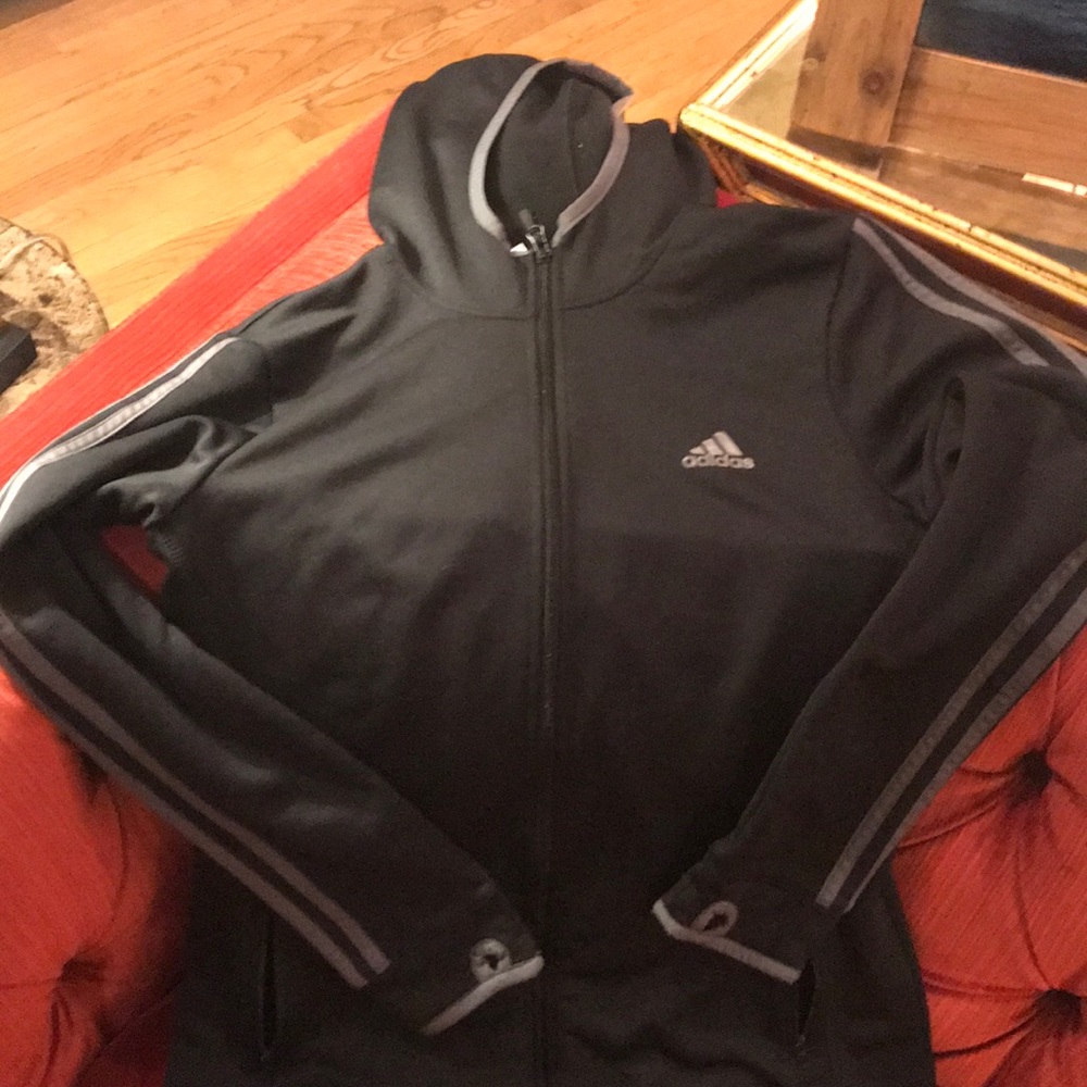 Adidas Hoodie Woman Size L -Black w Grey Detail